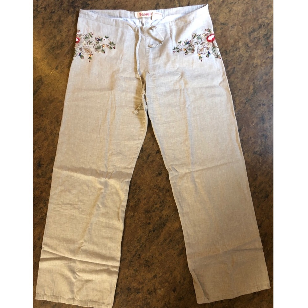 Bongo embroidered Linen/Cotton pants